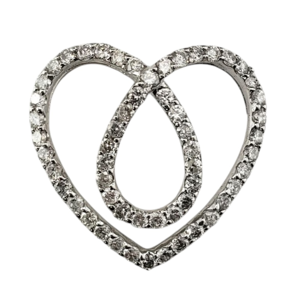 18 Karat White Gold Diamond Swirl Heart Pendant #21234